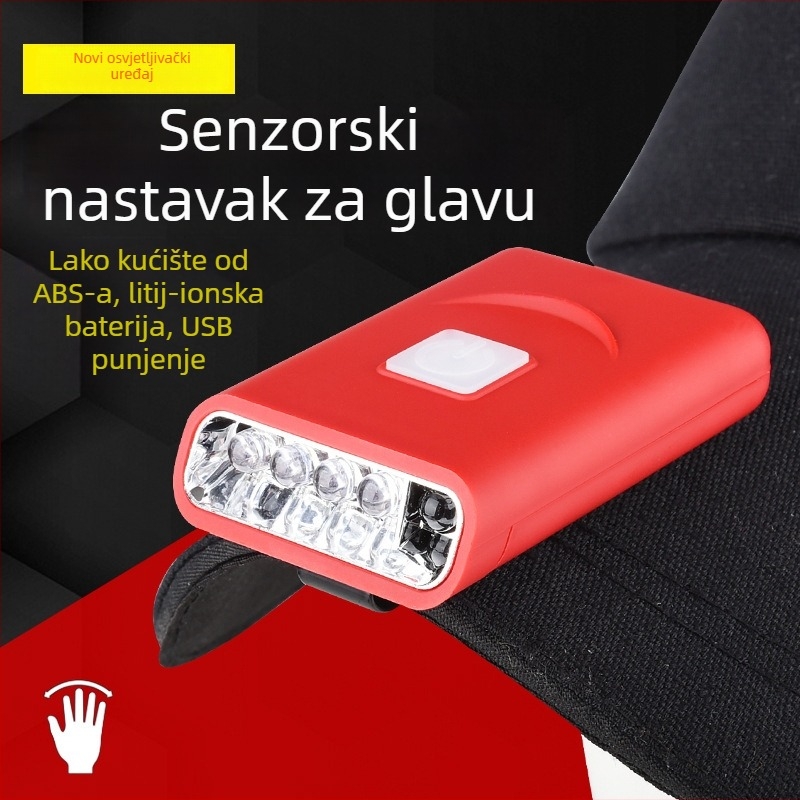 KC-certificirana LED lampica za kapu s klipom i senzorom, 1W, 500mAh, Type-C punjenje, ribolovno svjetlo