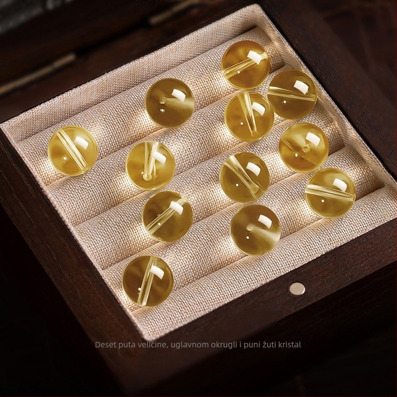 Krištal Citrine perle - Labave okrugle perle za DIY nakit, Raspršene perle, Vrhunski stil
