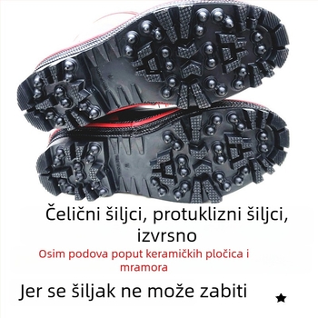 Muške čizme za kišu s čeličnim klinovima i protukliznom gumom na led i snijeg, ribolovna obuća