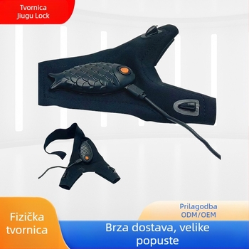 Rukavice s LED svjetlom za ribolov, elastomerno platno, baterijsko napajanje, prozračne, opcije za lijevu/desnu ruku, LED rasvjeta, domet do 50 m