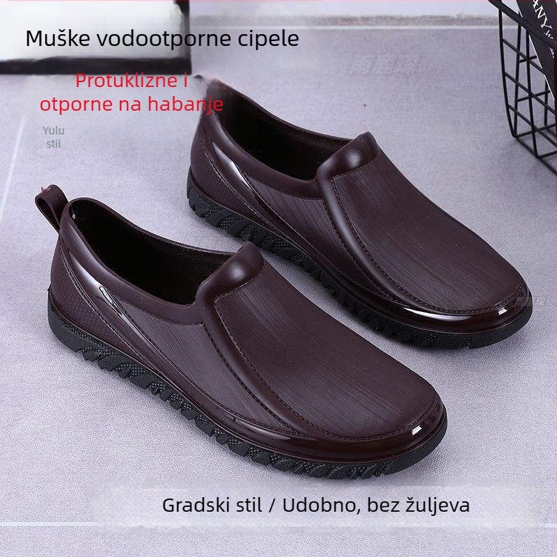 Muške kišne čizme, PVC gornji dio i potplat, niski dio cijevi, pamuk podstava, za proleće i jesen
