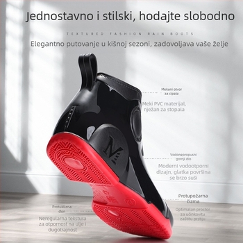 Muške niske čizme za kišu, vodootporan plastični gornji dio, protuklizna potplata, mrežasti unutarnji dio, okrugla nosna kapica
