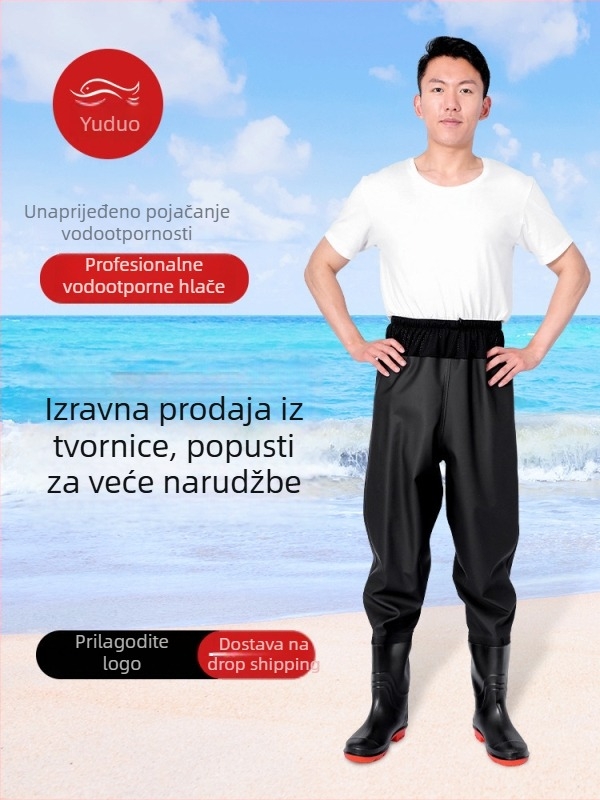 PVC ribolovna odjeća: cjelovito vodootporne hlače i kišna jakna, 2 džepa, bez prsluka