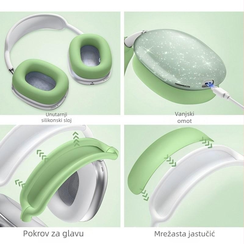 Zaštitno kućište AirPods Max od silikona i TPU-a, poluprovidno, univerzalno, ubrizgano oblikovanje, prilagodljivo