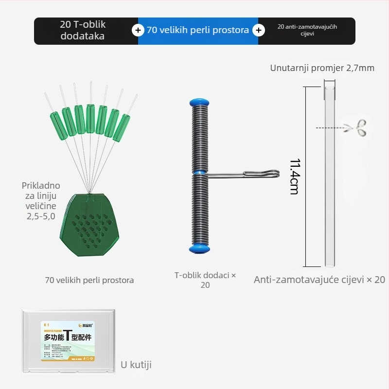 Ribolovni dodaci tipa T – mekana cijev protiv zaplitanja, brza kopča za udicu, set linija za štap, Jiangtuan i Kite setovi | Brend Sichuan Products Company