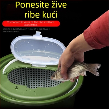 Kanta za žive ribe s pumpom za kisik – višefunkcionalna, dvostruko složena, ojačana