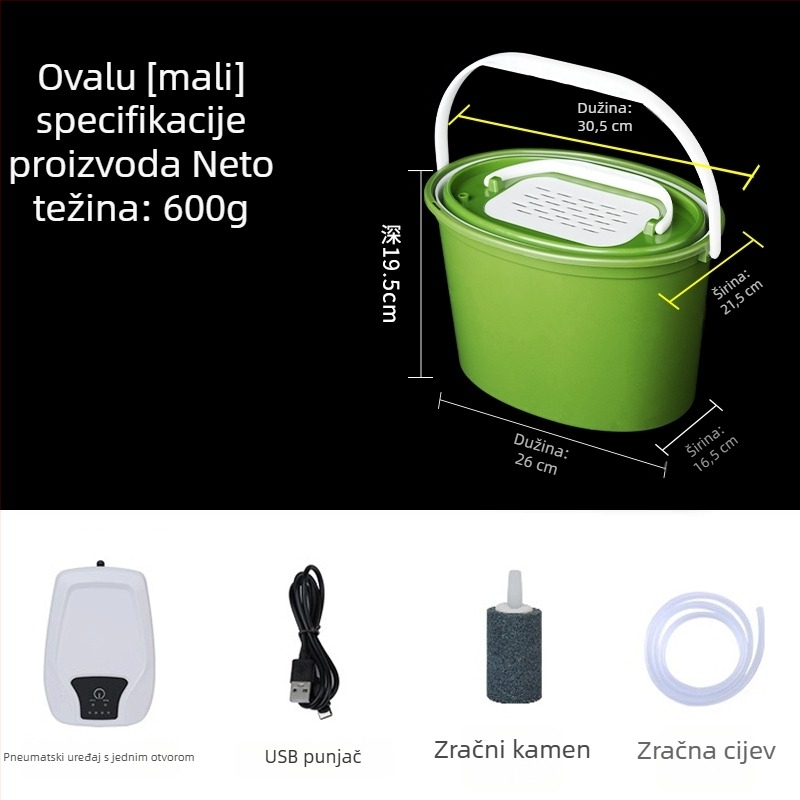 Kanta za žive ribe s pumpom za kisik – višefunkcionalna, dvostruko složena, ojačana