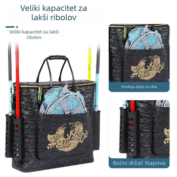 Kofa za ribolov s čvrstim dnom, integrirani EVA ojačani dizajn, prijenosni stil ruksaka, posuda za zaštitu živih riba, 1.2 kg