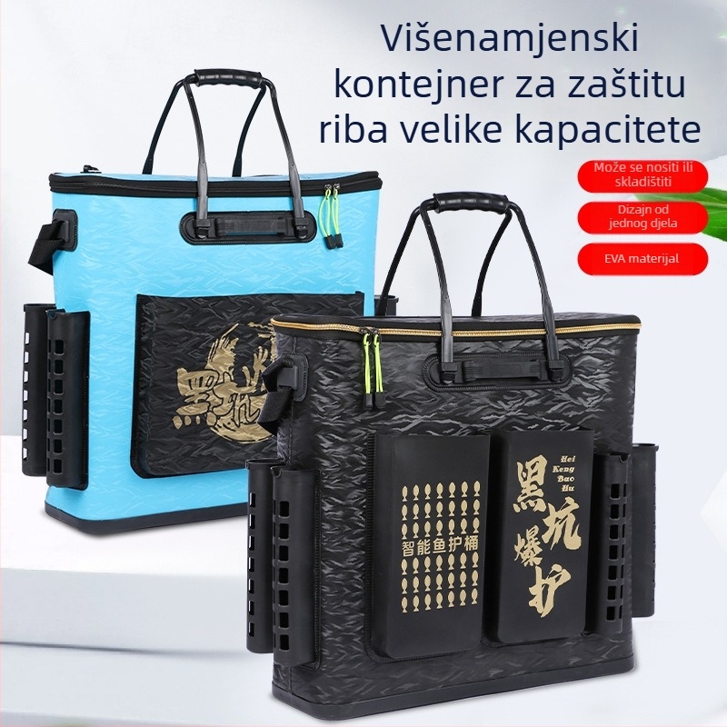 Kofa za ribolov s čvrstim dnom, integrirani EVA ojačani dizajn, prijenosni stil ruksaka, posuda za zaštitu živih riba, 1.2 kg