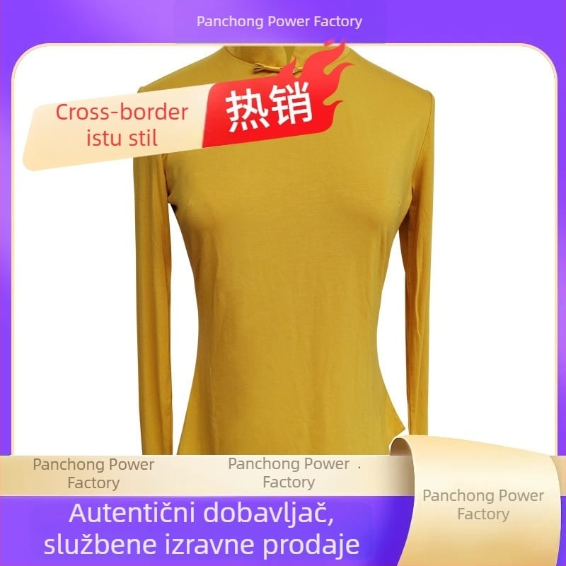 Tanečni trening set - Unisex top s dugim rukavima i hlače, Chenille-Spandex tkanina, proljeće 2025, folklorni ples