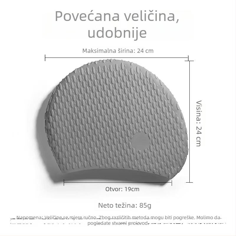 Silikonska kapa za plivanje, vodootporna, za odrasle, visoka elastičnost