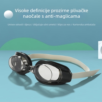 Anti-fog plivačke naočale s PC lećama, HD jasnoća, vodootporne, za odrasle, unisex; uključuje besplatni nosa klips i ušne čepice
