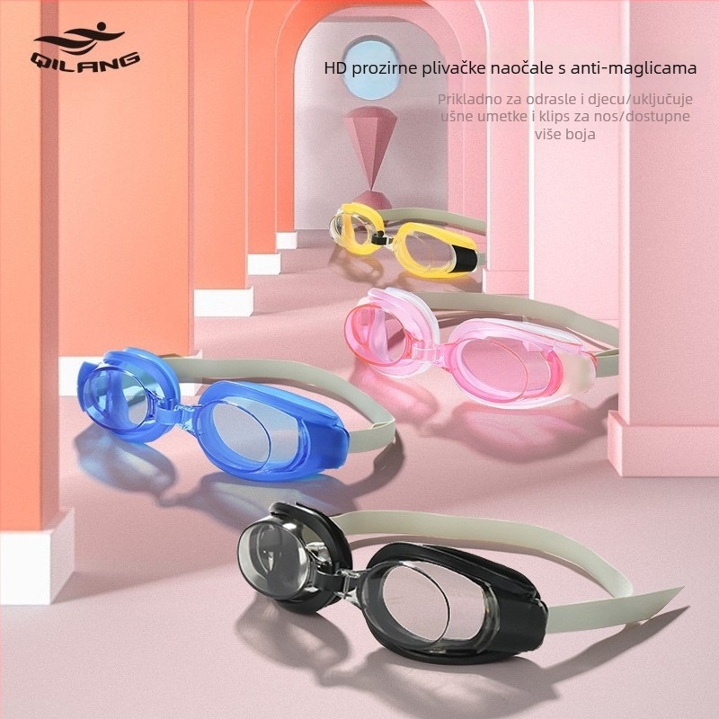 Anti-fog plivačke naočale s PC lećama, HD jasnoća, vodootporne, za odrasle, unisex; uključuje besplatni nosa klips i ušne čepice