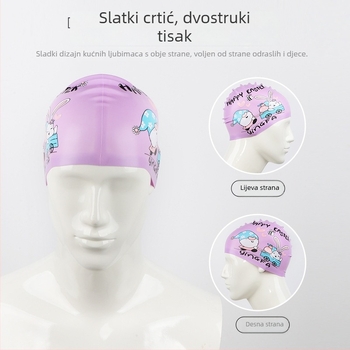 Dječja silikonska kapa za plivanje, vodootporna, s crtanim printom, za plivanje i vodene aktivnosti