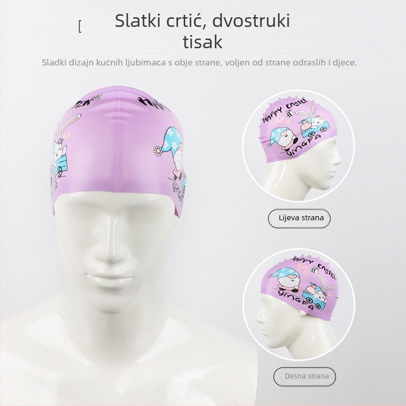 Dječja silikonska kapa za plivanje, vodootporna, s crtanim printom, za plivanje i vodene aktivnosti