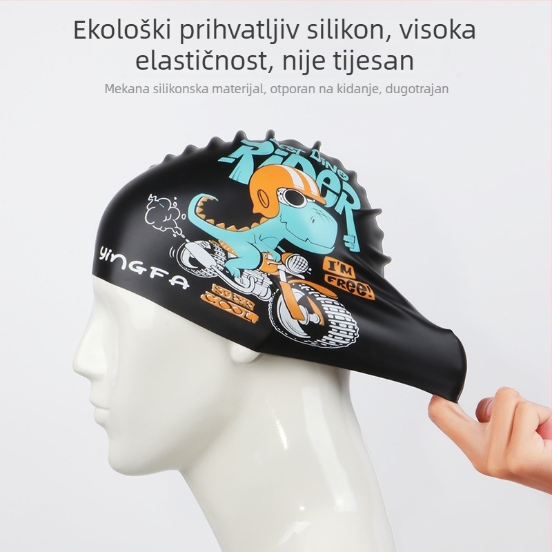 Dječja silikonska kapa za plivanje, vodootporna, s crtanim printom, za plivanje i vodene aktivnosti