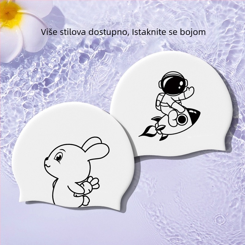 HAIZID dječja silikonska kapa za plivanje s cartoon uzorkom, vodootporna i protuklizna, zaštita za uši, udobna, za plivanje i vodene aktivnosti