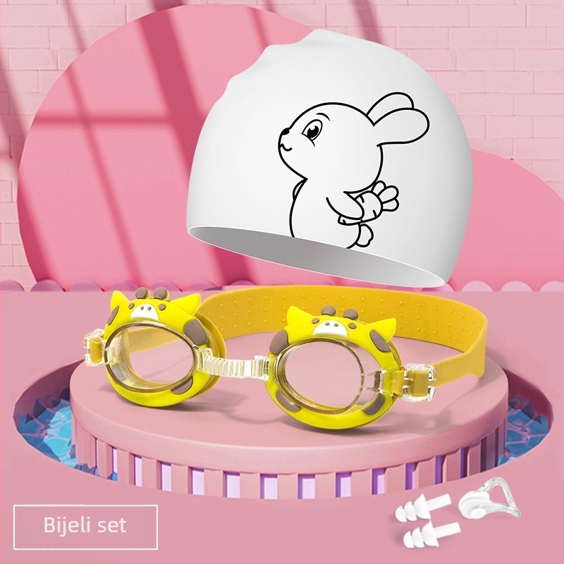 HAIZID dječja silikonska kapa za plivanje s cartoon uzorkom, vodootporna i protuklizna, zaštita za uši, udobna, za plivanje i vodene aktivnosti