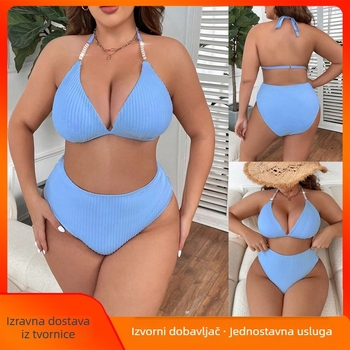 Bikini set s tankim trakama i otvorenim leđima, visokim strukom, s uloškom za grudni dio; materijal: najlon-elastan; podstava: poliester-elastan; težina 200 g