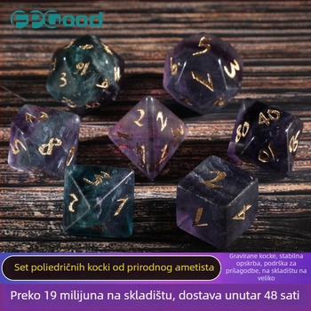 Wowu Set poliedričnih kocki od prirodnog kristala za DND i Call of Cthulhu, prilagodljiv