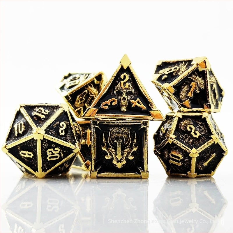 Set od 7 kockica od cinkove legure sa zaobljenim kutovima za D&D društvenu igru na ploči