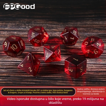 Z01 kristalne kocke za društvene igre, 20-strane, sintetički kristalni dragulji, pravokutni stil, podrijetlo Foshan, prilagodljiva obrada, pakiranje 1 kom