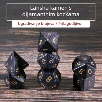 D&D višestrane kocke s Lansha kamenom i sintetičkim kristalnim dragulima, desetostrane, prilagodljive