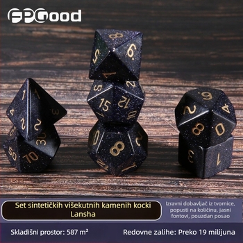 D&D višestrane kocke s Lansha kamenom i sintetičkim kristalnim dragulima, desetostrane, prilagodljive