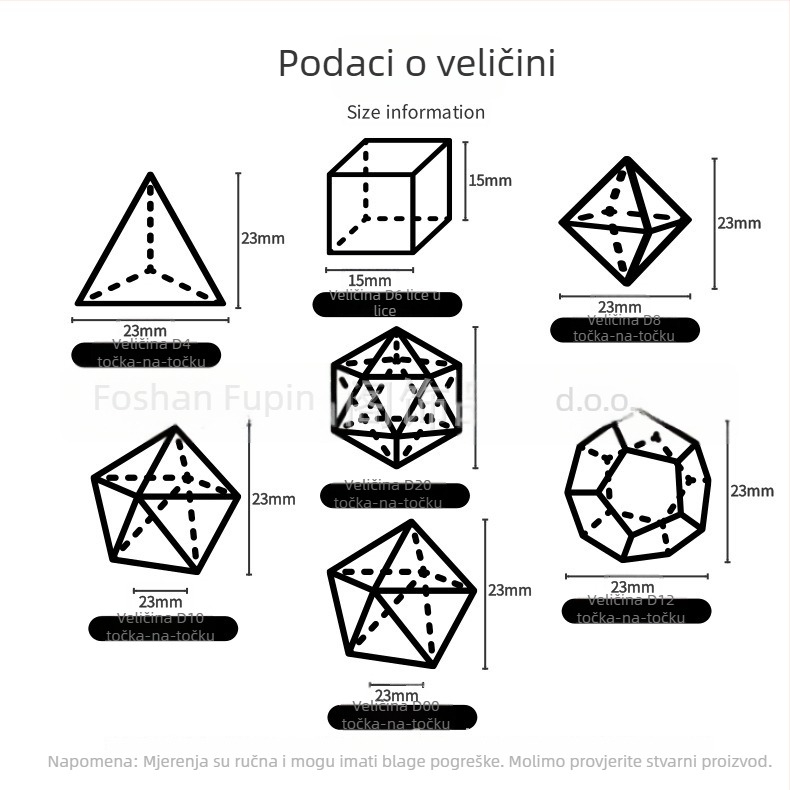 D&D višestrane kocke s Lansha kamenom i sintetičkim kristalnim dragulima, desetostrane, prilagodljive