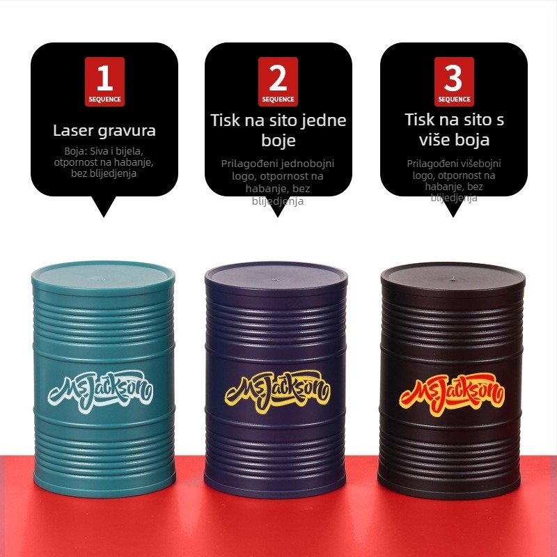 Set čašica za kockice i shaker s personaliziranim logom – Plastika, 100 kom., za barove i karaoke, brenda Shendu
