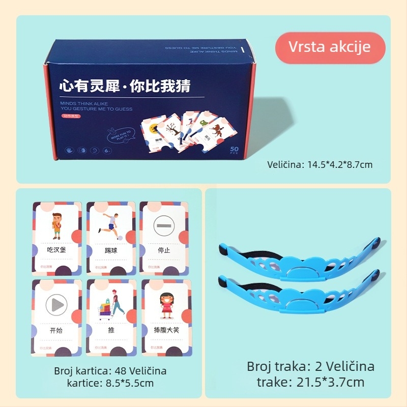 Karte za stolnu igru za obiteljska druženja, interaktivna vježba izražavanja za djecu 4–14 godina, papirnate karte, potiču vizualni razvoj, intelektualni razvoj i koordinaciju ruka-oka.