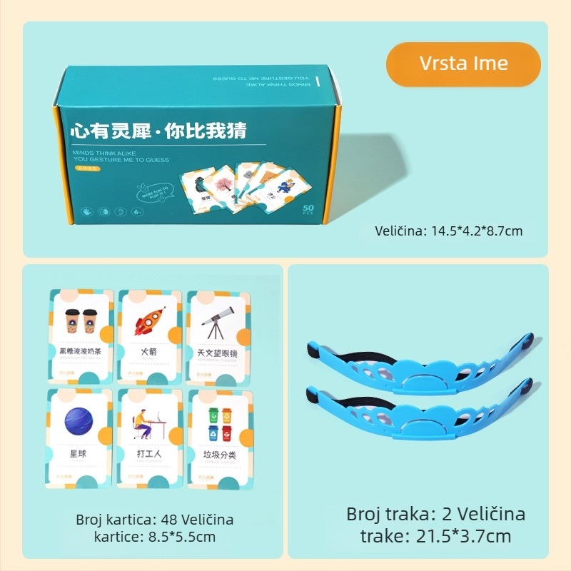 Karte za stolnu igru za obiteljska druženja, interaktivna vježba izražavanja za djecu 4–14 godina, papirnate karte, potiču vizualni razvoj, intelektualni razvoj i koordinaciju ruka-oka.