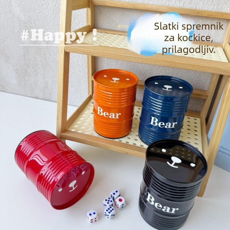Čaša za kockice u obliku medvjedića, metalna, debelog dizajna, za bar i karaoke, set za piće, za uzrast 7–60
