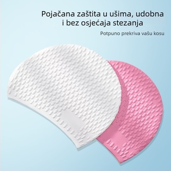 Ženska silikonska kapica za plivanje za odrasle, oblik kapljice vode, povećani mjehurići, superelastična, vodootporna zaštita za uši, zaštita za dugu kosu