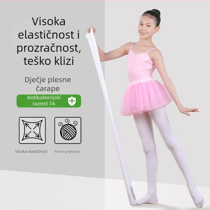 Dječje plesne tajice, najlon/poliamid 83%, srednja gustoća, jednobojni uzorak, plošno pletenje 12–14 petlji na 3 cm, za sve sezone