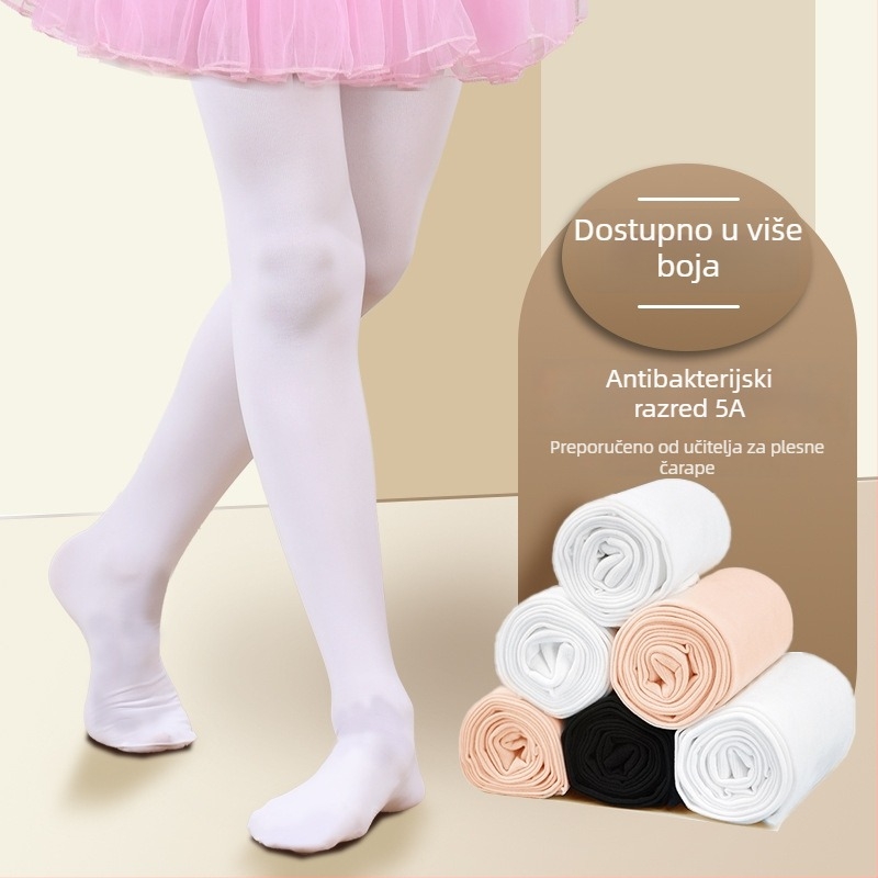 Dječje plesne tajice, najlon/poliamid 83%, srednja gustoća, jednobojni uzorak, plošno pletenje 12–14 petlji na 3 cm, za sve sezone