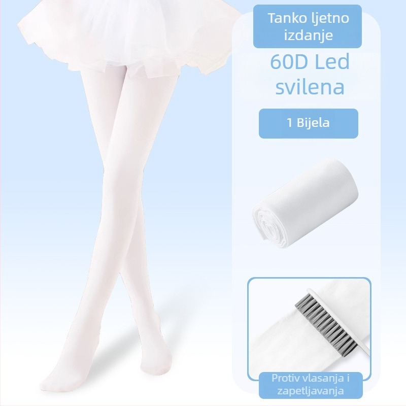 Dječje plesne tajice, najlon/poliamid 83%, srednja gustoća, jednobojni uzorak, plošno pletenje 12–14 petlji na 3 cm, za sve sezone