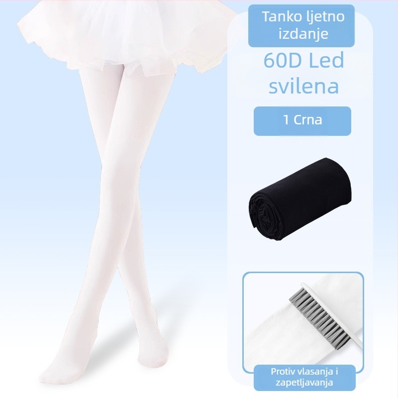 Dječje plesne tajice, najlon/poliamid 83%, srednja gustoća, jednobojni uzorak, plošno pletenje 12–14 petlji na 3 cm, za sve sezone