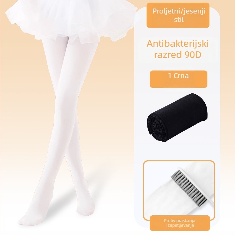 Dječje plesne tajice, najlon/poliamid 83%, srednja gustoća, jednobojni uzorak, plošno pletenje 12–14 petlji na 3 cm, za sve sezone