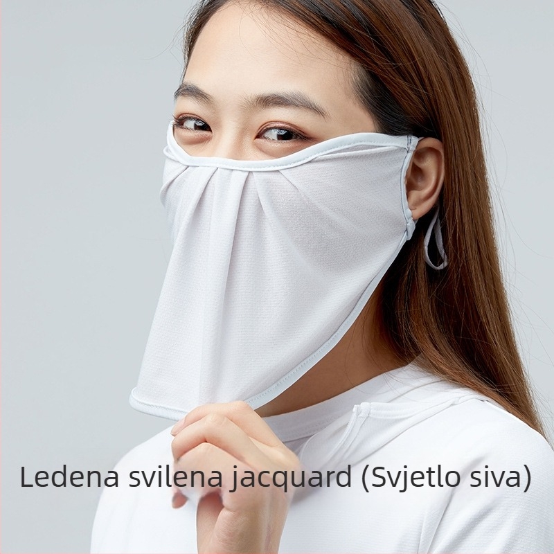 Maska za sunčevu zaštitu s velikim otvorom, Ice Silk Jacquard, cvjetni uzorak, UV zaštita, dizajn za uši