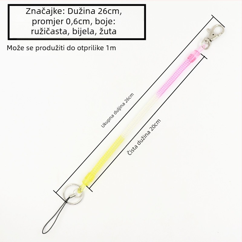 Kljucni lančić za mobitel s elastičnim užetom, sprječava gubitak, kreativni unisex dizajn, plastični materijal, japansko-korejski stil