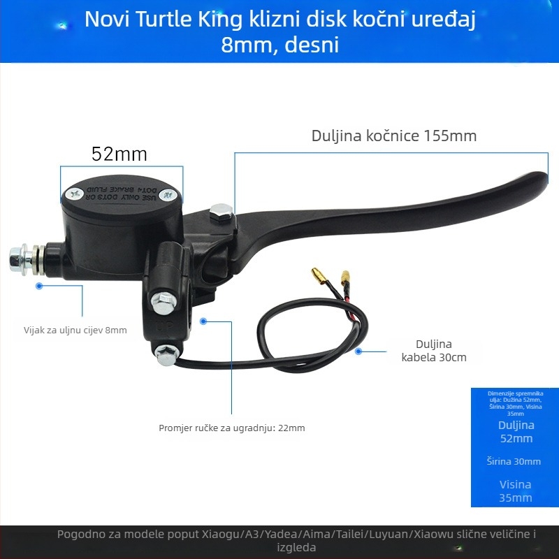 Gornja pumpa za tekućinu kočnice za disk kočnice, aluminij, promjer 22 mm, Mojielong, kompatibilna s prednjom i stražnjom kočnicom