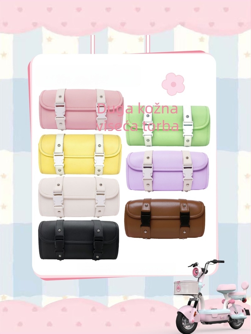 Set torbi za električno vozilo: stražnja vodootporna viseća torba i prednja mekana torba od umjetne kože, retro stil