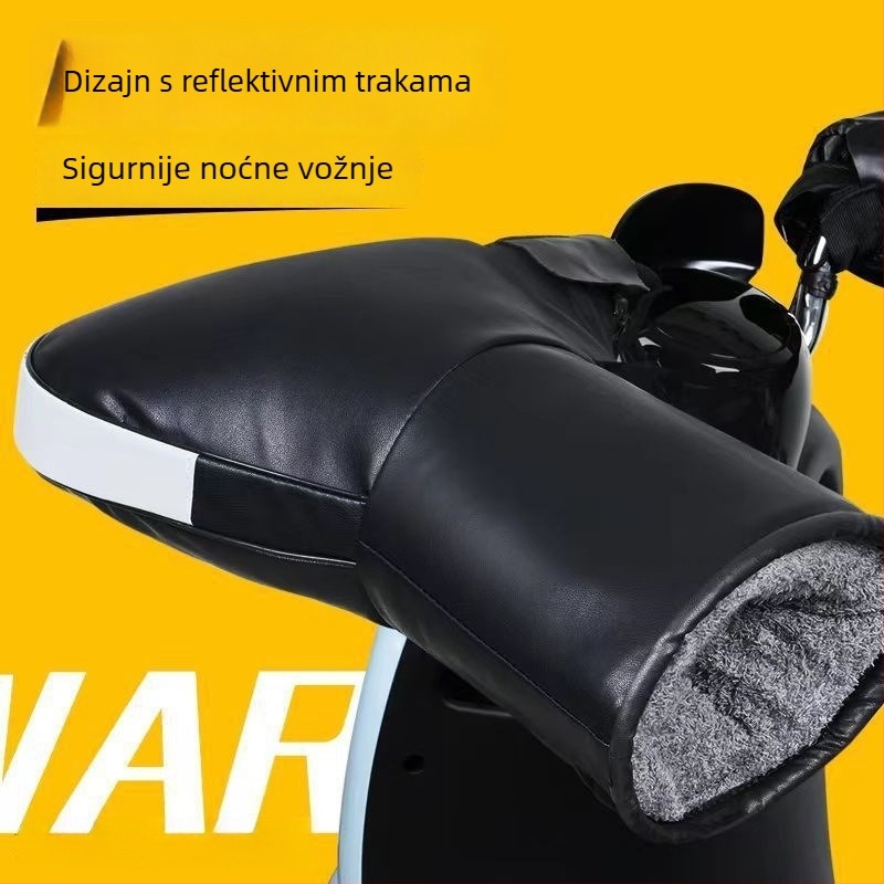 Kožne zimske rukavice za motocikle i trokolno električno vozilo s vjetrozaštitom na upravljaču, Wave Sound, odrasli, unisex