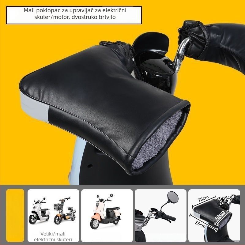 Kožne zimske rukavice za motocikle i trokolno električno vozilo s vjetrozaštitom na upravljaču, Wave Sound, odrasli, unisex