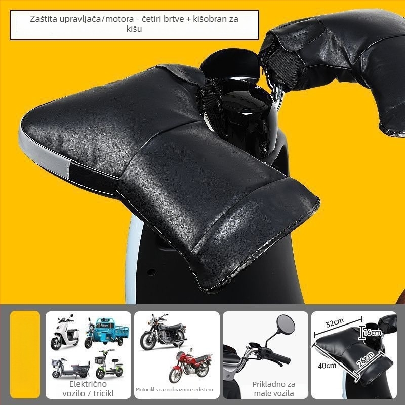 Kožne zimske rukavice za motocikle i trokolno električno vozilo s vjetrozaštitom na upravljaču, Wave Sound, odrasli, unisex