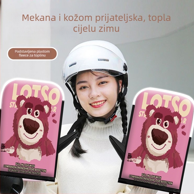 Langcheng zimske navlake za ručice upravljača električnih vozila i rukavice s fleece podstavom, unisex, vodootporne