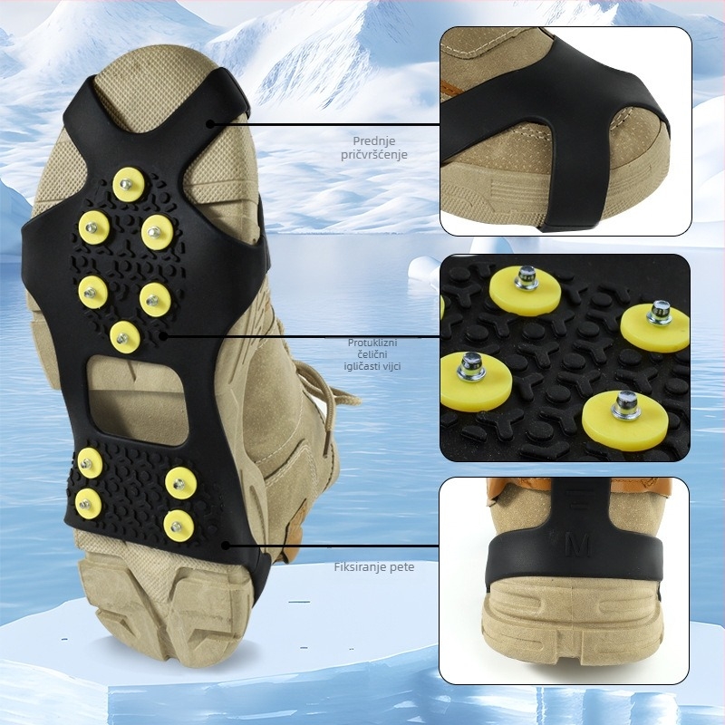 Protuklizne navlake za cipele s 10 oštrica - TPE, 100 komada u kutiji, porijeklo Dongguan