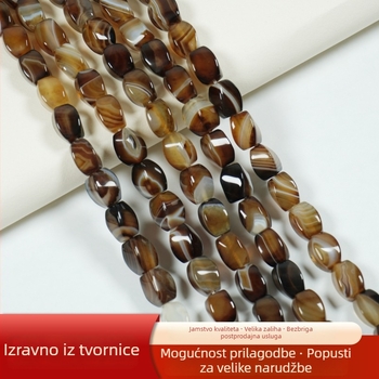Zavijene agatne perle – slobodne perle za DIY nakit, Sansan marka, polirane, moderne spacer perle, prugasti uzorak