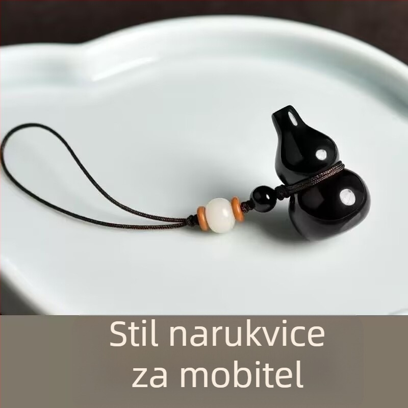 Ogrlica od obsidijana s privjeskom u obliku tikve, polirani završetak, podrijetlo Guangzhou, svjež i šik stil